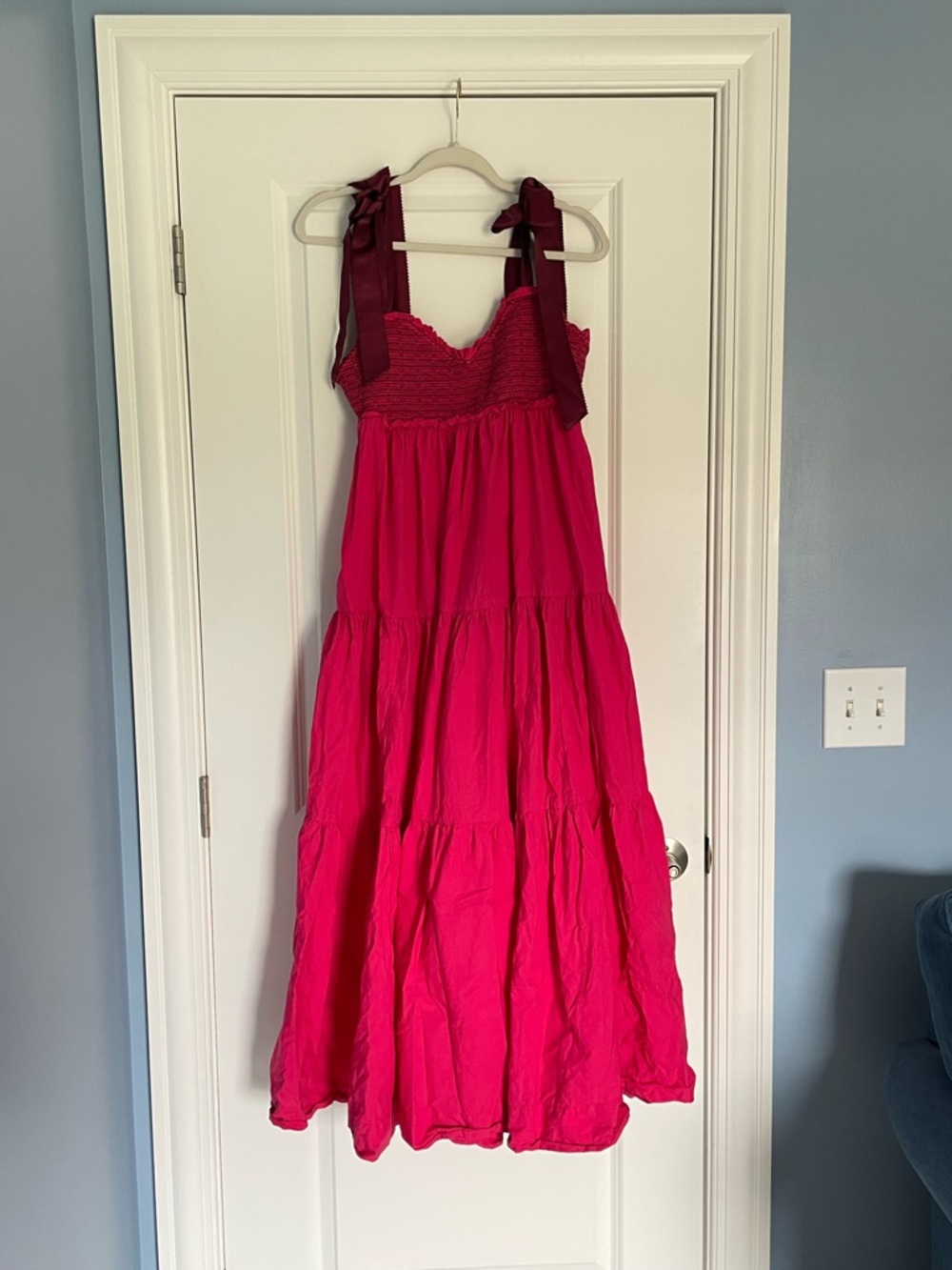 Free People Bluebell Solid Pink Cotton Maxi Dress Size Large 54438 - Picture 4 of 15